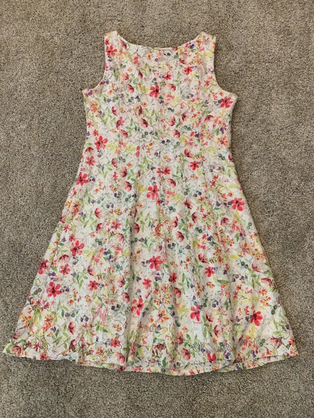 Floral Lace Overlay Sleeveless Dress Size L Multicolor Springtime - Picture 4 of 6